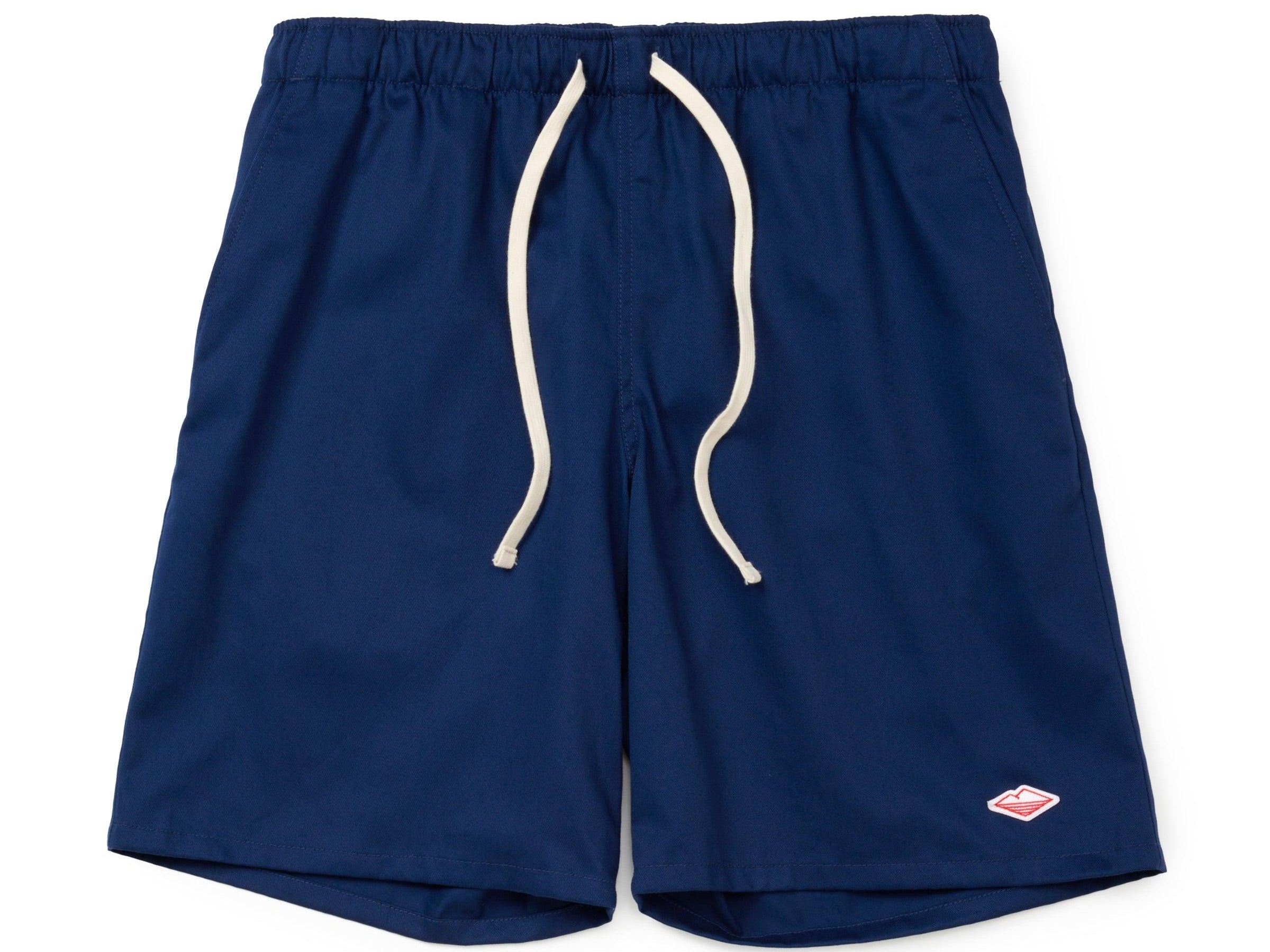 Battenwear Active Lazy Shorts in navy cotton chino with relaxed fit and elastic waist