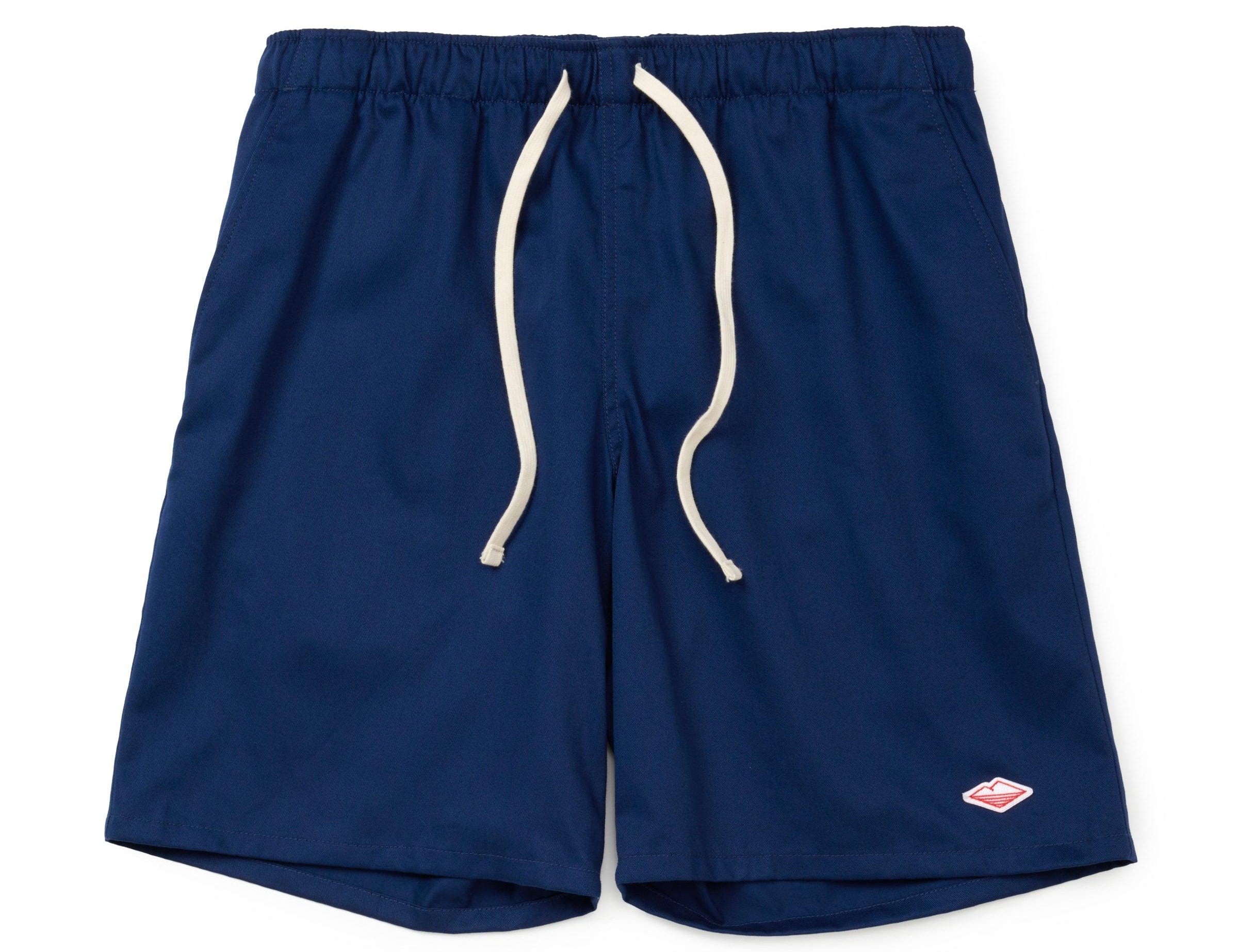 Battenwear Active Lazy Shorts in navy cotton chino with relaxed fit and elastic waist