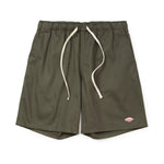 Battenwear Active Lazy Shorts in army green cotton chino with relaxed fit and elastic waist