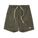 Battenwear Active Lazy Shorts in army green cotton chino with relaxed fit and elastic waist