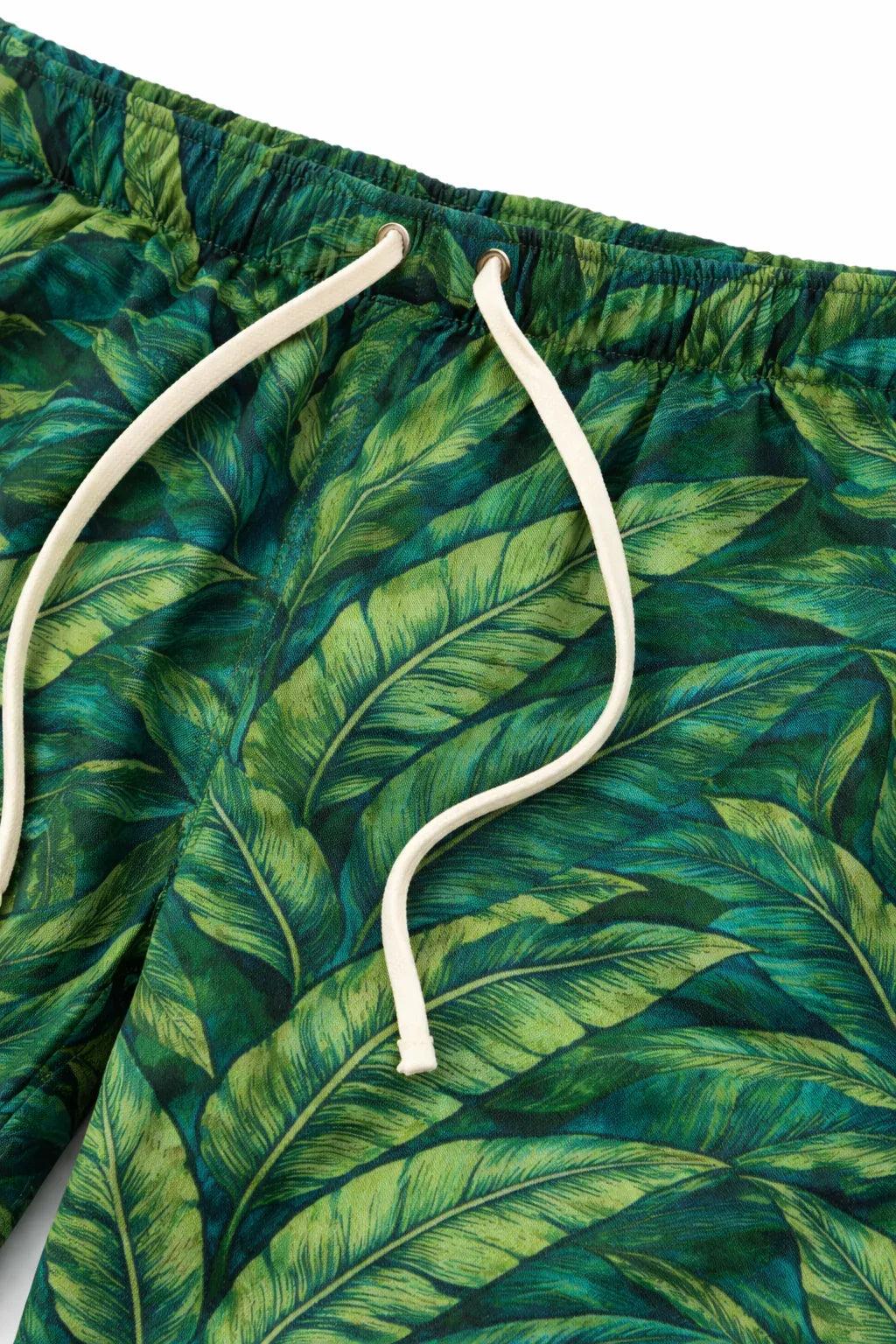 Active Lazy Shorts Black Banana Leaf - Printed Cotton Shorts