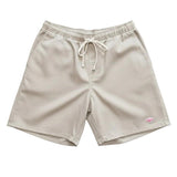 Battenwear Active Lazy Shorts in beige cotton chino with relaxed fit and elastic waist
