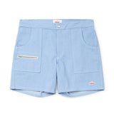 Battenwear Local Shorts in sky blue 12-oz cotton denim with relaxed fit and patch pockets