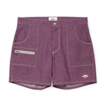 Battenwear Local Shorts in bordeaux 12-oz cotton denim with relaxed fit and patch pockets