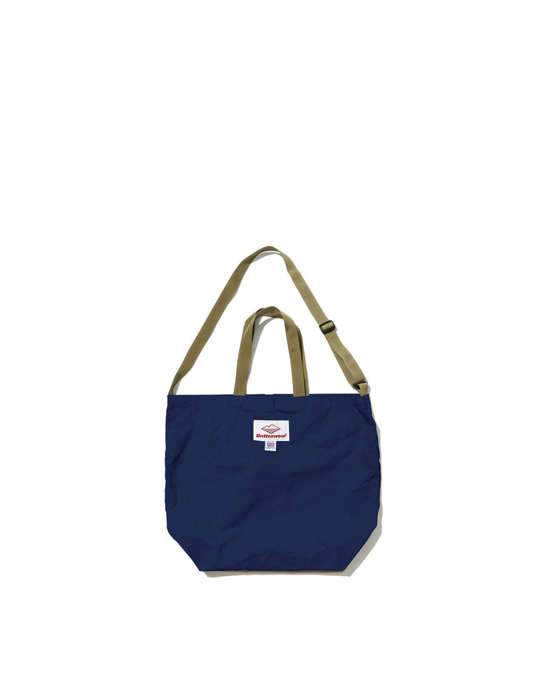 Mini Packable Tote / Navy x Tan